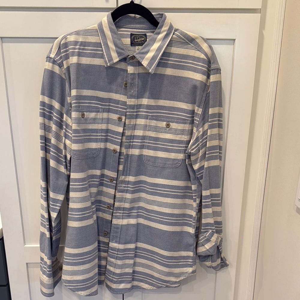 J Crew Blue and White Striped Men's Shirt